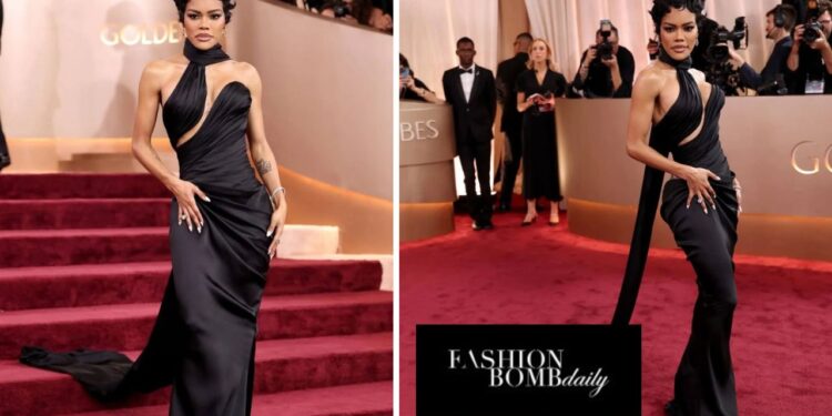 Teyana Taylor Stuns at the 2026 Golden Globes in a Black Schiaparelli Haute Couture Gown