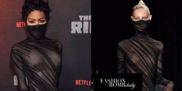 Teyana Taylor Makes a Statement in a Black Ashi Studio Haute Couture Look with Exaggerated Hips at Netflix’s ‘The Rip’ Premiere of RIP