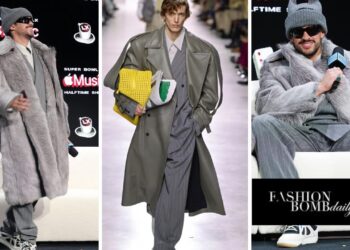 Bad Bunny Wore a Grey Bottega Veneta Spring/Summer 2026 Look to the Apple Music Super Bowl LIX Halftime Show Press Conference