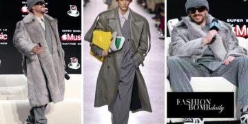 Bad Bunny Wore a Grey Bottega Veneta Spring/Summer 2026 Look to the Apple Music Super Bowl LIX Halftime Show Press Conference