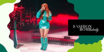 Mariah The Scientist Performed in DC in a Teal Green $1,478 KNWLS ‘Neo’ Coat and Custom Laura Andraschko Riding Boots