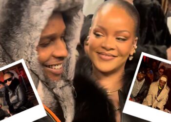 Rihanna Attends the AWGE New York Fashion Week Show in a Black Monochromatic Look Alongside A$AP Rocky