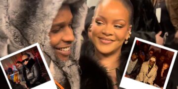 Rihanna Attends the AWGE New York Fashion Week Show in a Black Monochromatic Look Alongside A$AP Rocky