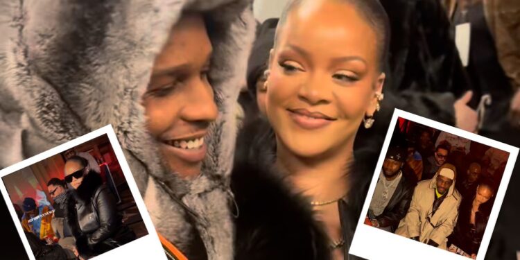 Rihanna Attends the AWGE New York Fashion Week Show in a Black Monochromatic Look Alongside A$AP Rocky