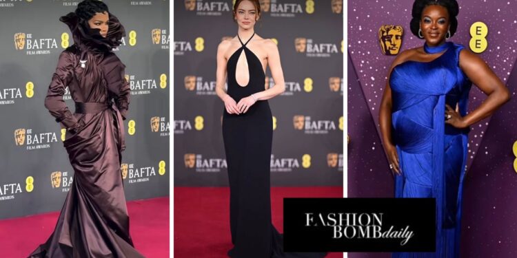 On the Scene at the BAFTA Awards: Teyana Taylor in a Plum Colored Burberry Look, Emma Stone in a Black Louis Vuitton Dress, Wunmi Mosaku in a Cobalt Blue Ahluwalia Gown + More