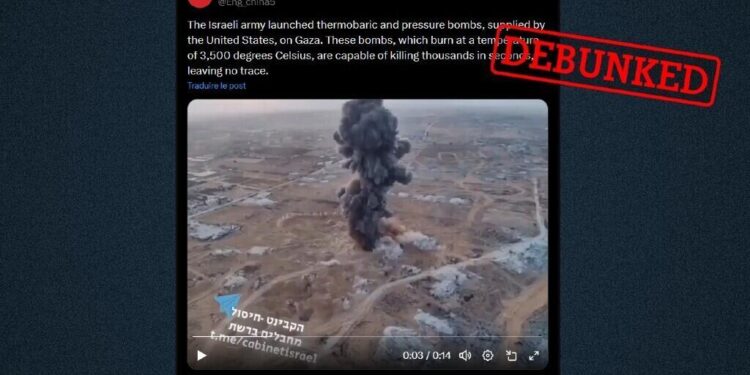 No, this video does not prove Israel used a thermobaric bomb in Gaza
